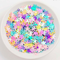 500g/kantong Campuran Warna Cerah untuk Kerajinan Tangan, Serpihan Glitter PVC Bentuk Pohon, Bunga, Bintang, Hati, Kepingan Salju, Kupu-kupu