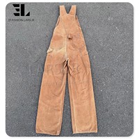 LARSUR Salopette de travail personnalisée en toile de canard matelassée et doublée, style vieilli, pour homme, type charpentier, salopette cargo, combinaison de travail en toile, vêtement de travail en denim