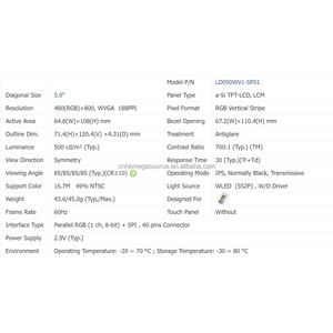 LD050WV1-SP01 5นิ้วหน้าจอ480*800จอแสดงผล LCD LD050WV1-SP01แผง LCD - Product Image 5