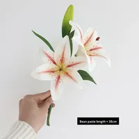 Bunga Lily Sutra Buatan Tangan Bohemian Kelas Atas 3 Kepala 2 Bunga 1 Kuncup Dekorasi Rumah Fotografi Pernikahan Alat Peraga Luar Ruangan