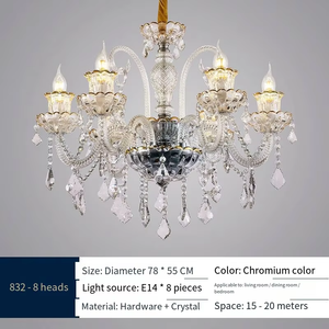 Luce classica del lampadario di cristallo della moderna Villa di lusso europea per la lampada pendente dell'hotel del salotto altezza regolabile appesa - Product Image 5