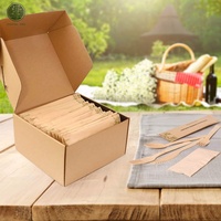 Ensemble de couverts en bambou emballés individuellement, cuillère, fourchette, couteau pré-roulés, serviette, manchon en papier kraft, compostable, biodégradable, en vrac