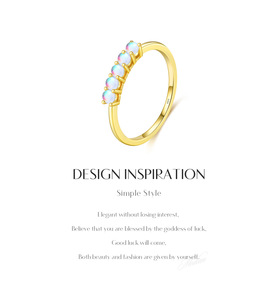 S925 <b>Silver</b> Women's <b>Opal</b> <b>Ring</b> 22K Gold Plated Minimalist Gemstone Prong Setting Everyday versatile perfect Wear - Product Image 3