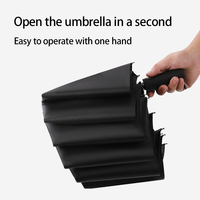 Parapluie pliant entièrement automatique à 12 baleines, double armature, coupe-vent, grand format, 3 sections, pour affaires, avec logo personnalisé