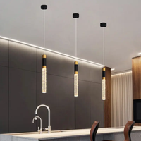 Suspension moderne en cristal, style minimaliste de luxe, abat-jour cylindrique, design nordique, pour hôtel, LED, noir et or