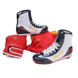 Chaussures de lutte et de boxe Coexistence noires, rouges et blanches pour hommes, avec empeigne en mesh et semelle en caoutchouc, toutes saisons - Product Image 2