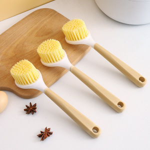 Kitchen Cleaning Brush <b>Long</b> <b>Handle</b> <b>Sponge</b> Brush With Hanging Loop For Sink Stove Washing - Product Image 1