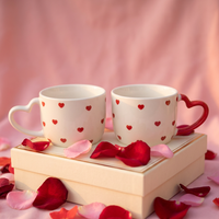 Mug à lait en grès céramique avec poignée en forme de cœur, motif dessin animé classique, esthétique mouchetée, mignon, romantique, cadeau de fête, compatible lave-vaisselle