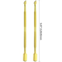 Outils de manucure Hadiyah Beauty, lime à ongles, pousse-cuticules, éliminateur de peaux mortes, pousse-ongles en acier inoxydable doré, double extrémité, double usage