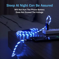 Streamer M de 1 y 2M, luz LED que fluye, carga rápida Micro tipo C 2.4A, Cargador rápido, Cable USB para teléfono móvil para IOS y ordenador