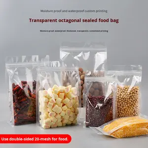八边封袋3D自封<span class=keywords><strong>PE</strong></span>拉链顶部可重复密封加厚谷物密封茶叶食品塑料包装袋 - Product Image 5