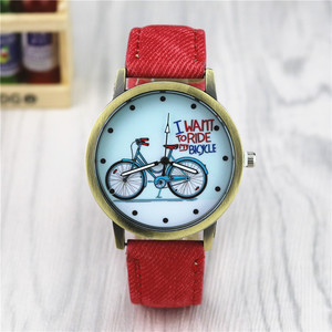 <span class=keywords><strong>Reloj</strong></span> de cuarzo informal para hombre y mujer, cronógrafo de tela vaquera con correa de cuero - Product Image 4