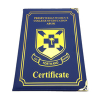 Chemise/Pochette en Cuir PU Vierge Format A4 pour Diplôme avec Impression Or/Argent, Logo Personnalisé, Porte-Certificat Scolaire A5 en Velours