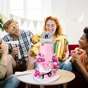 Offre Spéciale 32 pièces en plastique 8cm décorations de gâteau boule Disco pour l'obtention du diplôme mariage anniversaire et fournitures de fête - Product Image 4