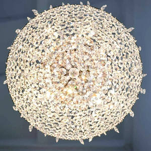 Lampe pendante ronde de conception moderne en cristal de luxe pour la combinaison de salon et de chambre à coucher de villa d'hôtel - Product Image 6