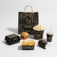 Ensemble d'emballages de présentation pour desserts, café et restauration rapide, personnalisés avec logo, écologiques, recyclables, sacs en papier, gobelets, boîtes