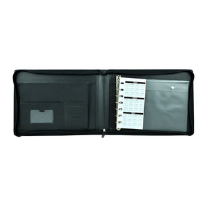 Premium PU cover check registers 7 rings zipper plastic organizer portfolio pocket business checkbook binder