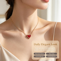 Collier tendance classique en acier inoxydable plaqué or 18 carats avec pendentif cœur en zircon, hypoallergénique, minimaliste, unisexe, personnalisable OEM