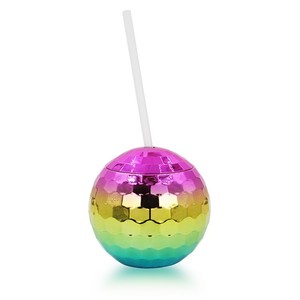 Vente en gros 1970s Silver Disco Ball Drink Tumbler Led Light Up Disco Ball Tasses avec paille pour le réveillon du Nouvel An - Product Image 3