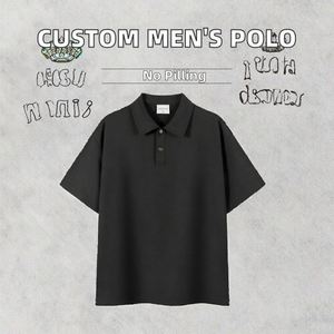 Design Custom Logo Design Work Team Sports Plain Knitted Fabric Solid Men's Cotton Short Sleeve for Polo Shirt - Product Image 3