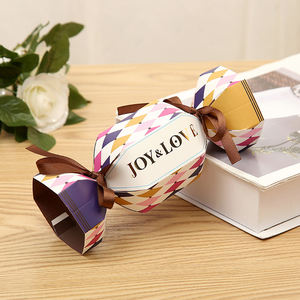 Commercio all'ingrosso di lusso a forma di caramella di nozze scatola di cioccolato e biscotti vendita calda scatola di carta regalo con nastro per feste Festival - Product Image 5