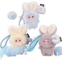Popmatr bébé trois Super Mini petit lapin vinyle et peluche porte-clés boîte aveugle en peluche boîte aveugle Kawaii bureau ornement Labbuu