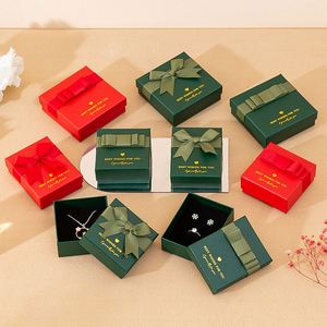 Cardboard Jewelry Box Fancy Paper Packing <b>Wedding</b> Gift Boxes Sparkle Packaging With Texture <b>Ribbon</b> - Product Image 2