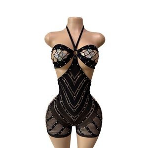 Conjunto de Ropa Sexy con Cuello Halter y Diamantes, para Fiesta de Carnaval, Ropa de Bailarina Exótica, Atuendo de Stripper, Ropa de Actuación - Product Image 6