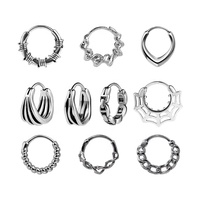Boucles d'oreilles créoles élégantes pour hommes en acier inoxydable 316L vieilli, style rétro, hip-hop, cadeau pour REACH