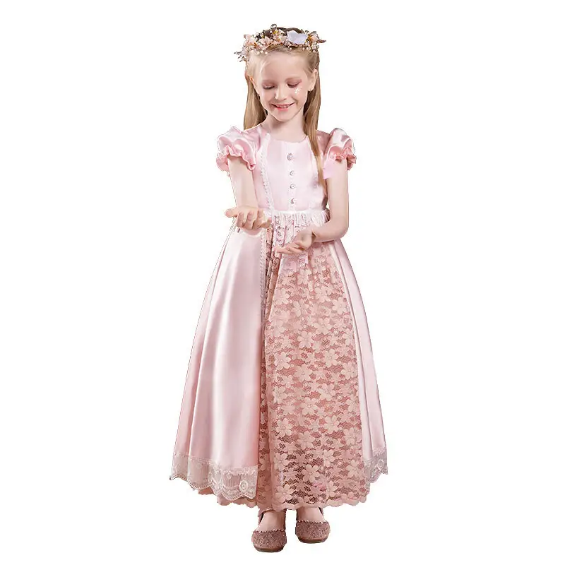 luxury new fall arrivals for kids ball gown elegant satin lace princess dress flower girls' dresses