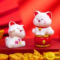 Figurines de jardin micro-paysagères modèle Chat Porte-Bonheur, décoration intérieure, chat porte-bonheur en résine, ornement de gâteau