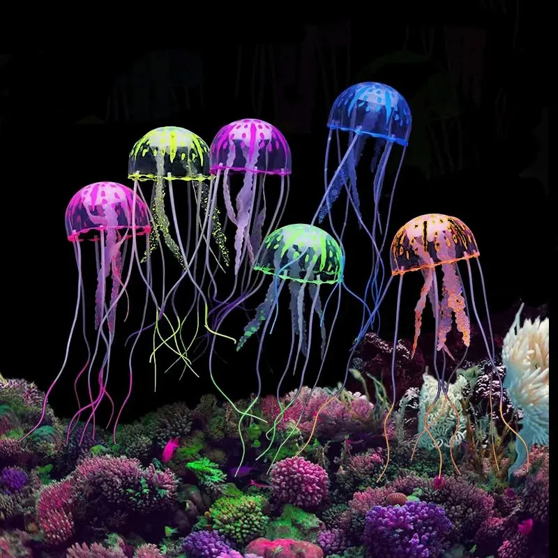 Artificial Swim Luminous Jellyfish Aquarium Accessories Decorations Scaleph Landscape Aquarium Fish Tank Accessories