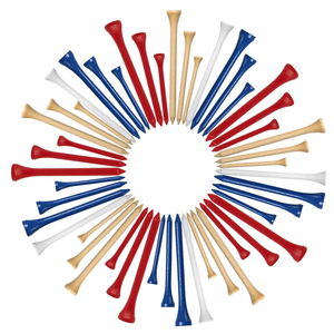 Nouveaux tees de golf en bois 42mm 54mm 70mm 83mm, couleurs mélangées, en bambou - Product Image 1
