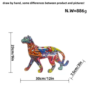 Sculture Uniche di Animali in Resina Graffiti, Decorazioni per la Casa di <span class=keywords><strong>Pantera</strong></span> e Leopardo Strisciante - Product Image 4