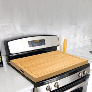 Cross-border bamboo kitchen <b>stove</b> cutting board, multi-purpose reversible tray, large capacity spice storage box - Product Image 1