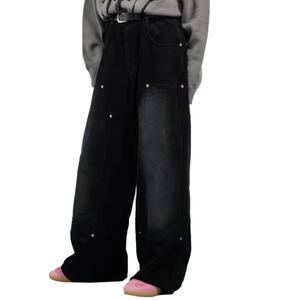 Pantalones de hombre de pana 100% algodón, estilo vintage, holgados, tipo carpintero, con doble rodilla, lavados y desgastados, de moda clásica, al por mayor - Product Image 3