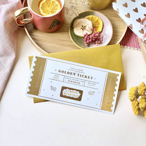 Impresión personalizada Reveal Surprise Gold Scratch Label Golden Card Ticket con sobre - Product Image 3