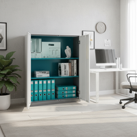 Armoire de classement en acier basse, meuble de rangement métallique à 2 portes, organisateur de bureau sous le bureau avec serrure à clé