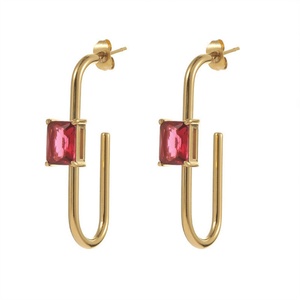 Simple Fashion CZ Zircon <b>Earring</b> Delicate Stainless Steel Geometric <b>Stud</b> <b>Earring</b> - Product Image 1