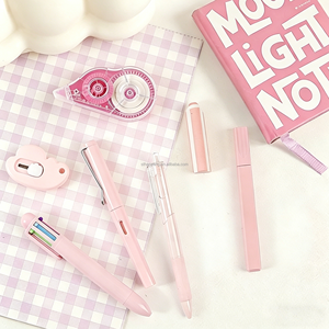 Ensemble de papeterie mignon de 7 pièces, <span class=keywords><strong>fournitures</strong></span> scolaires et de bureau Kawaii avec stylos à bille, surligneur, ruban correcteur, ensemble de papeterie - Product Image 4