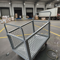 Carretilla Industrial Plegable de Malla Metálica Reforzada con Paneles Laterales de Malla, Carro de Logística para Recolección en Almacén