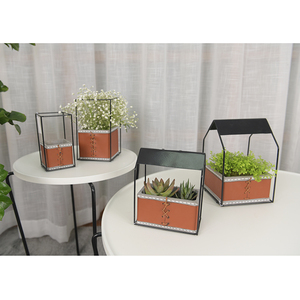 Nouveau Kit de <span class=keywords><strong>Pot</strong></span> de fleur en cuir léger Vintage jardinière en ciment <span class=keywords><strong>avec</strong></span> <span class=keywords><strong>support</strong></span> en métal pour la maison et le jardin - Product Image 4