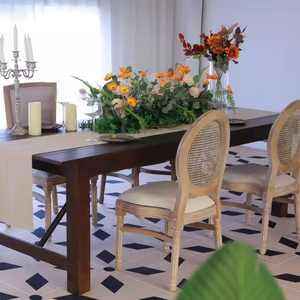 Silla de madera con respaldo de ratán para el hogar, sillón de lujo apilable con diseño nuevo, para boda, estilo francés - Product Image 4