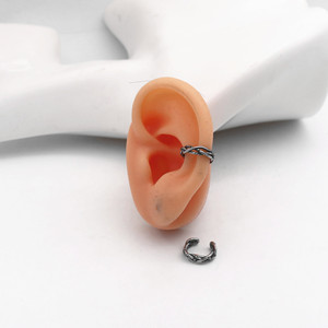 yunnique Retro Black Titanium Steel Thorn Design <b>Cuff</b> <b>Earrings</b> Open Style For Men And Women No Piercing Required - Product Image 2