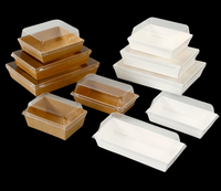 Boîte à gâteau en papier transparente blanche avec couvercle, personnalisable avec logo en relief, pour sandwichs au chocolat et aux fraises, de qualité alimentaire