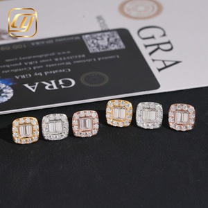 Luxury 18K Gold Plated Moissanite <b>Stud</b> Earrings <b>Emerald</b> Cut Geometric Design Unisex Everyday Wear Jewelry - Product Image 1