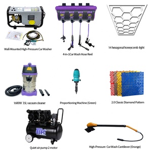 Stazione Completa <span class=keywords><strong>per</strong></span> Autolavaggio: Avvolgitubo 4-in-1, <span class=keywords><strong>Idropulitrice</strong></span>, Compressore d'Aria e Dosatore - Product Image 1