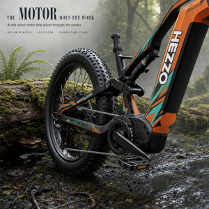 Bicicletta Elettrica da Montagna in Fibra di Carbonio da <span class=keywords><strong>26</strong></span> Pollici, Motore Brushless Mid-Drive da 1000W 52V, Batteria da 21Ah, Freno a Disco Idraulico, Ebike con Pneumatici Fat - Product Image 5