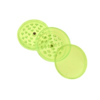 Moulins à herbe en plastique multicolores en gros, 60 mm, plats, à trois couches, accessoires pour fumeurs