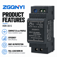 Alimentation à découpage AC/DC ultra-mince industrielle ZGQNYI SMPS 5VDC HDR-30-5 à montage sur rail DIN pour panneaux de commande et instrumentation